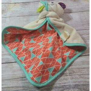 B Cuddly Plush Bunny Rabbit Security Blanket Lovey Toy Crinkle Leaf